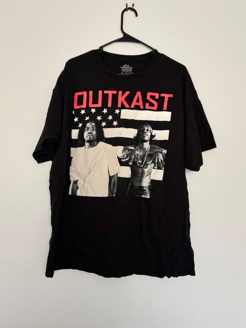 Outkast Graphic T-Shirt 2XL Black Hip Hop Rap Duo American Flag Print
